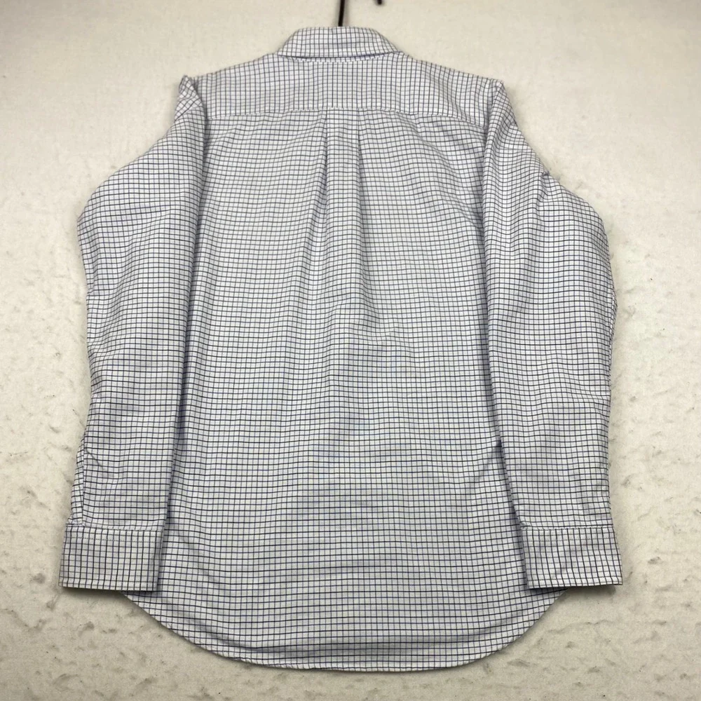 Polo Ralph Lauren Boys 20 Blue White Windowpane Oxford Button Down Shirt Cotton